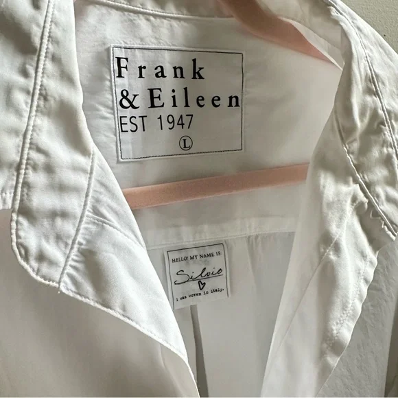 Frank & Eileen Silvio White L Collared Shirt Minimalist Quiet Luxury Capsule - Picture 5 of 10